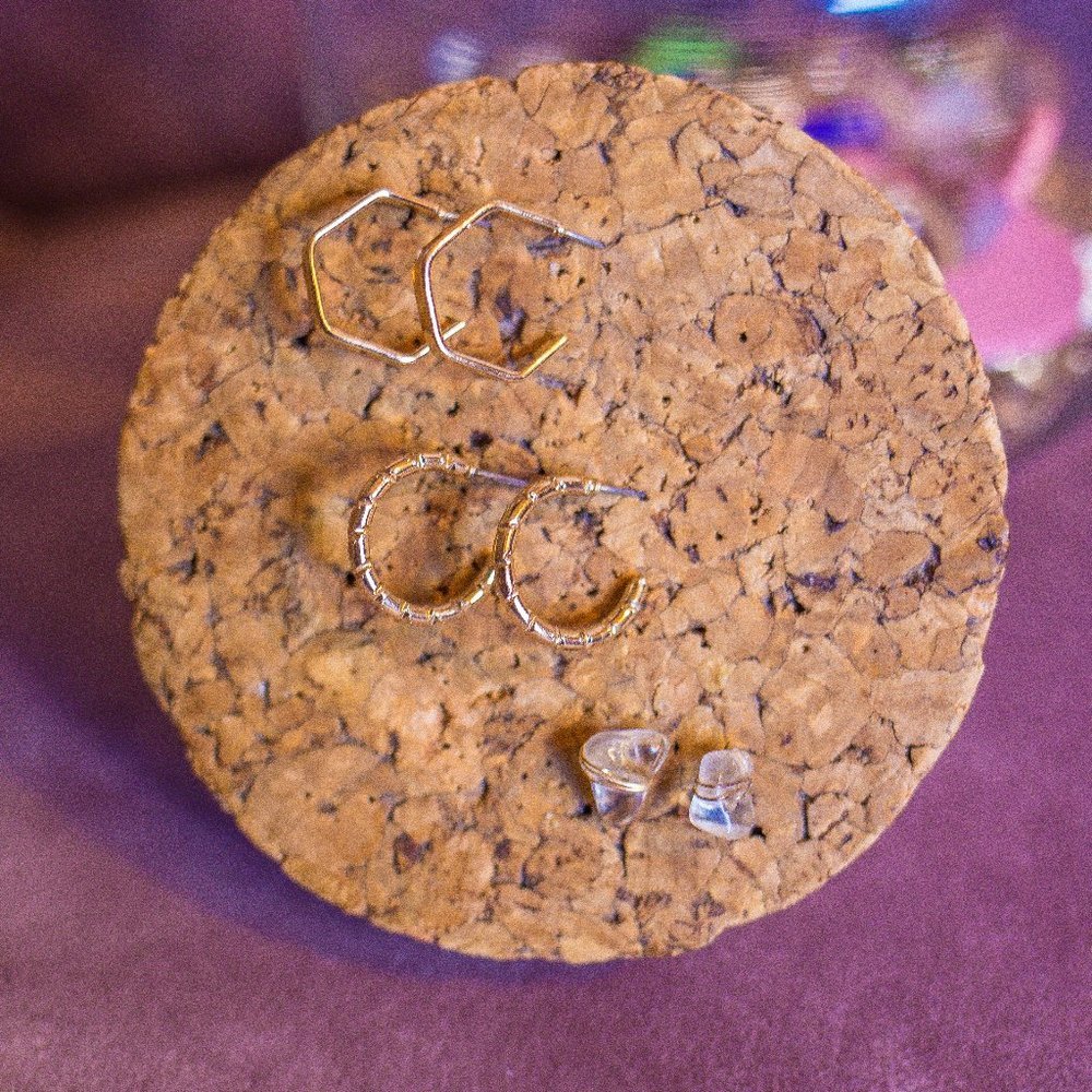 Stone and Semi Hoop earring set
